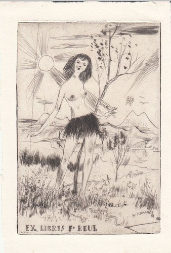 Exlibris bookplate radierung - bookplate,