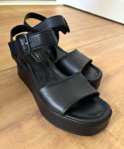 Damen sandalen leder - leder, schwarz