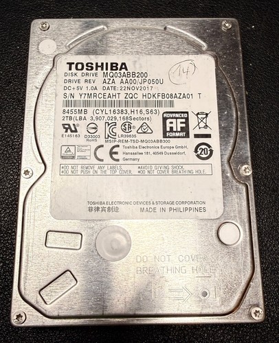 Toshiba 2tb sata - 2,5", hdd