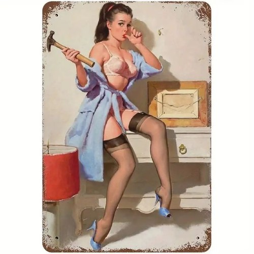 Blechschild pin girl 50er - pin-up-girl,