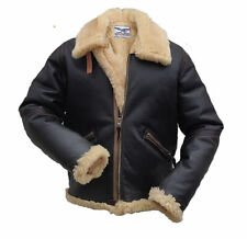 Herren Fliegerjacke USAAF Type D-1 Ground Crew Jacket Lederjacke Schaffell NEU