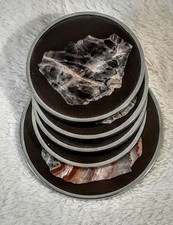 Vintage Untersetzer Set, 5Stück, Wein-Bieruntersetzer, Halbedelsteine, DDR 1980