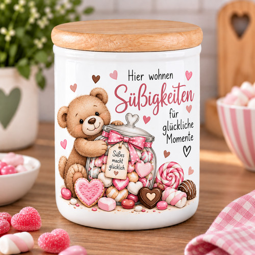 Keramikdose mit holzdeckel - keramikdose,