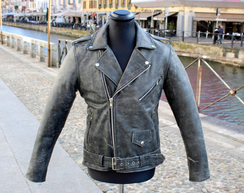 Herren dunkel grau - , lederjacke