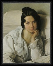 Portrait of Carolina Zucchi, The Sick Woman Hayez Frau Bett  Faks_B 01805