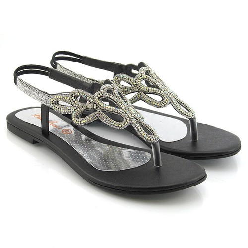 Flache damen sandalen strass - damen-sandalen,