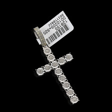 925 Sterlingsilber 0,35 ctw natürlicher Diamant Kreuz Anhänger 2,7 g Charm für Unisex
