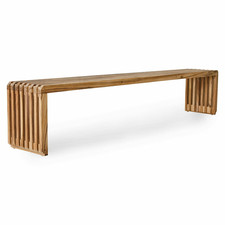 HKliving Slatted Bank Sitzbank Sitzhocker Esszimmerbank Flurbank Teak Holz natur