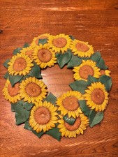 Gießkeramik handbemalt Sonnenblumenkranz Durchmesser  40 cm