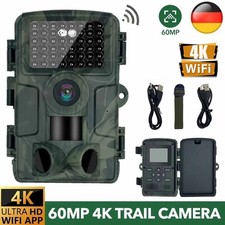 Wildkamera, 4K Video Wildtierkamera, 60MP WLAN mit Bewegungssensor, Nachtsicht