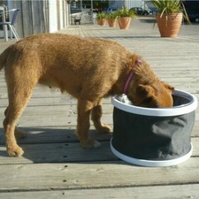 Burgon & Ball schwarzer Hundeeimer in einer Tasche Wasserschüssel - ideal für unterwegs