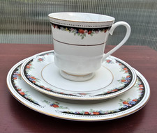 Kaffeegeschirr für 6 Personen, Dekor Rebecca weiß mit Blümchenornament Goldrand