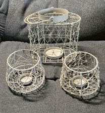 3×Windlicht Laterne Metall  Drahtkorb im Haus