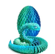3D Schlange, Spielzeug, Grün/Blau, Mit Ei, Schlangenei, Gelenkschlange, Deko