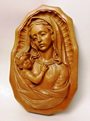 Relief holzbild muttergottes - holzbild,