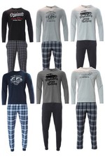 Legend Herren Pyjama Schlafanzug 2tlg lange Hose langarm Oberteil 100% Baumwolle