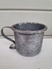 Kerzenhalter Tasse Antik Silber Shabby Metall 9x8+3,5cm für Stabkerzen 