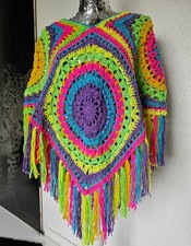 Neu Poncho, Granny-Square-Poncho, Hippie-Poncho, Unikat, Handarbeit  Gr. 36-42
