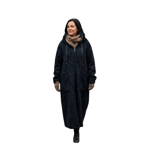 Damen angora mantel - angora, flauschig