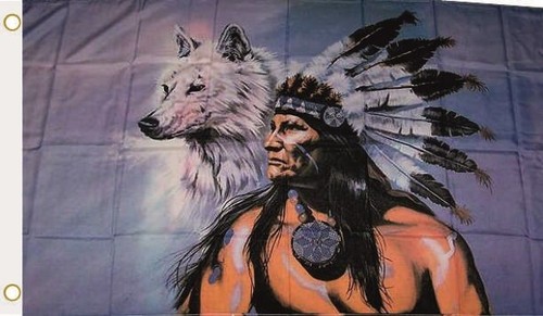 Flagge fahne indianer mit wolf - mit,