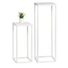 bremermann Blumenhocker 2er-Set, Metall-Blumenständer, Blumensäule weiß