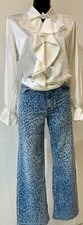 JEANS HOSE Leoprint in Blau
