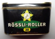 Alte Blech-Zigarrendose "RÖSSLI ROLLER" echte Exoten mit Deckel ca. 1950 -1960