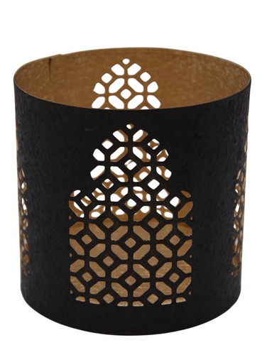 Windlicht metall schwarz - metall, schwarz/gold