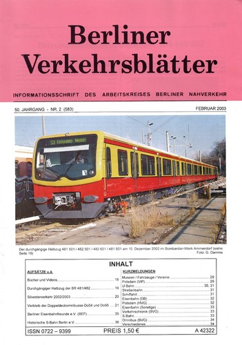 Berliner verkehrsblätter heft - verkehrsblätter,