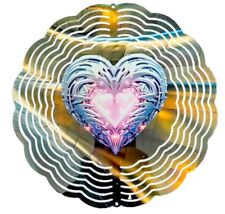 Edelstahl 3D Windspiel Windspinner 20cm Herz Metall WI79
