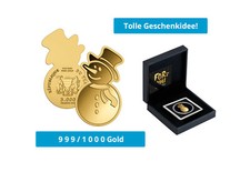 Goldmünze Schneemann 999/1000