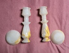 2 Marmorierte Kerzenständer aus Stein Marmor?