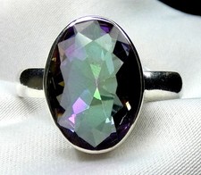 ? Gr.59 (18,8) Mystic Topas Ring 925 Silber • Facettiert • Schillernd ?