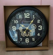 Neu Schwarz Westminster Wanduhr groß Durchmesser 55 Cm Zahnrad Uhr 