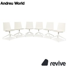 6er Garnitur Andreu World Kunststoff Stuhl Weiß Creme manuelle Funktion