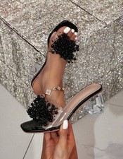 Clear Black Beaded Slip-On