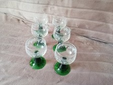 6 Stück Römer Weingläser 0,1l Römerglas Grün mit Weinlaub Motiv Weinglas 