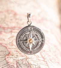 Kompass Anhänger mit Citrin