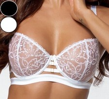 Axami BH weiß schwarz mit Bügel Balconette Dessous transparent Hochzeit