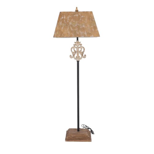 Stehlampe aus eisen und - stehlampe, holz