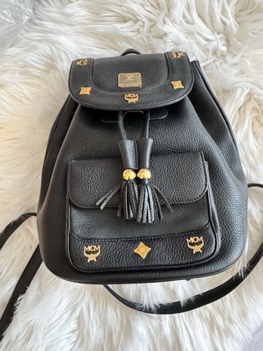 Mcm leather backpack rucksack - backpack,