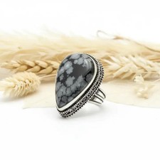 Schneeflocken-Obsidian-Ring