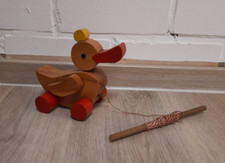 antike Holz-Ente, Nachzieh-Ente, vermutlich HABA, vintage Spielzeug, selten
