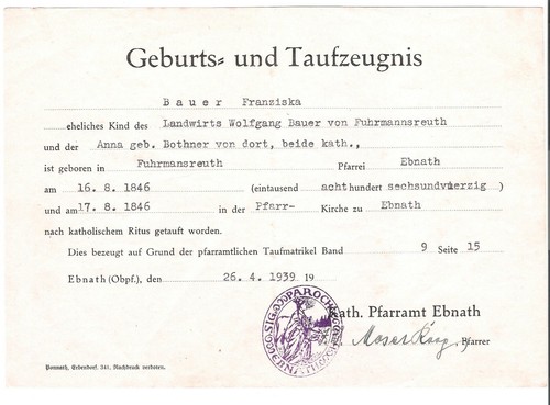 Original geburtszeugnis und - geburtszeugnis,