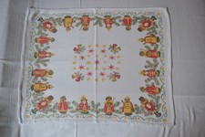 alte DDR Weihnachtsdecke 47 x 58 cm Mitteldecke Räuchermännchen 60er/70er Deko