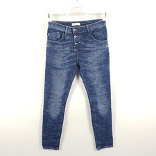 Please Crash Jeans P78 Damen XXS W25 Blau Slim Boyfriend Distressed Hose XX Smal