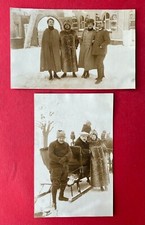 2 x Foto AK OBERHOF in Thüringen 1913 Typen Wintermode mit Schlitten  ( 138917