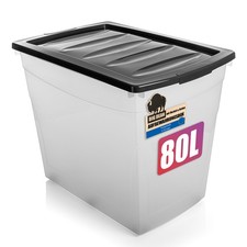 80 L Aufbewahrungsbox mit Deckel und Rollen groß Budget Line Plastikbox