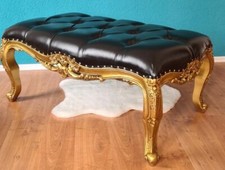 SITZBANK BANK KLAVIERBANKHOLZ ANTIKER GOLDTON POLSTER SCHWARZ BAROCK-ROKOKO-STIL