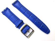 Uhrenarmband für Swatch Irony Medium Echtleder Blau Kroko band